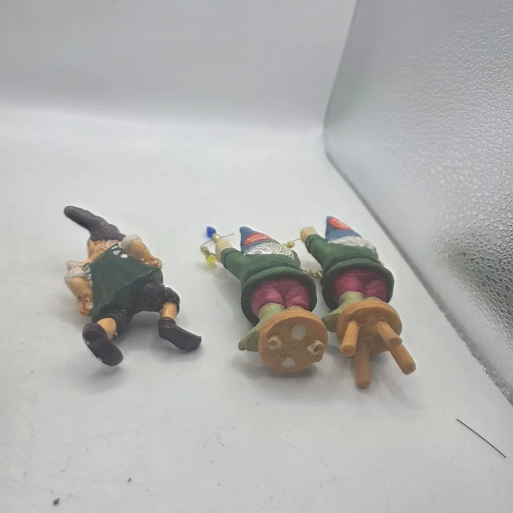 Vintage Gnome Dwarf Christmas Ornaments Figurines Lot of 7 Mini Holiday Decor